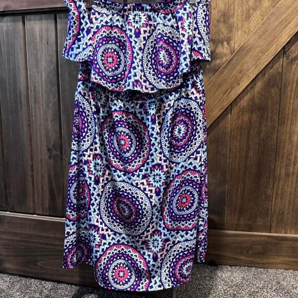 Peach Love California Boho Strapless Aztec‎ Dress Sz S USA Made - Picture 1 of 5